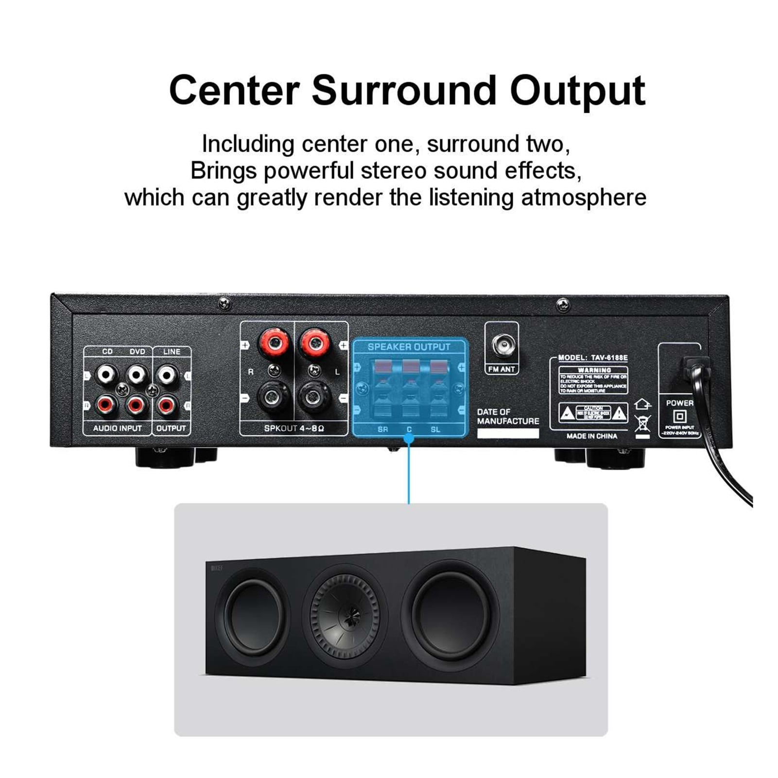 2500W HIFI Bluetooth Power Amplifier Car/Home Theater Digital Power Audio Amplificador for Speaker Treble Bass Control FM USB SD ,Easy to Install