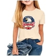 thumbnail image 4 of ITSAME Girls 4th of July T-Shirts Independence Day Short Sleeve Tops Kids American Flag Graphic Tee Khaki Size 5-6, 4 of 5