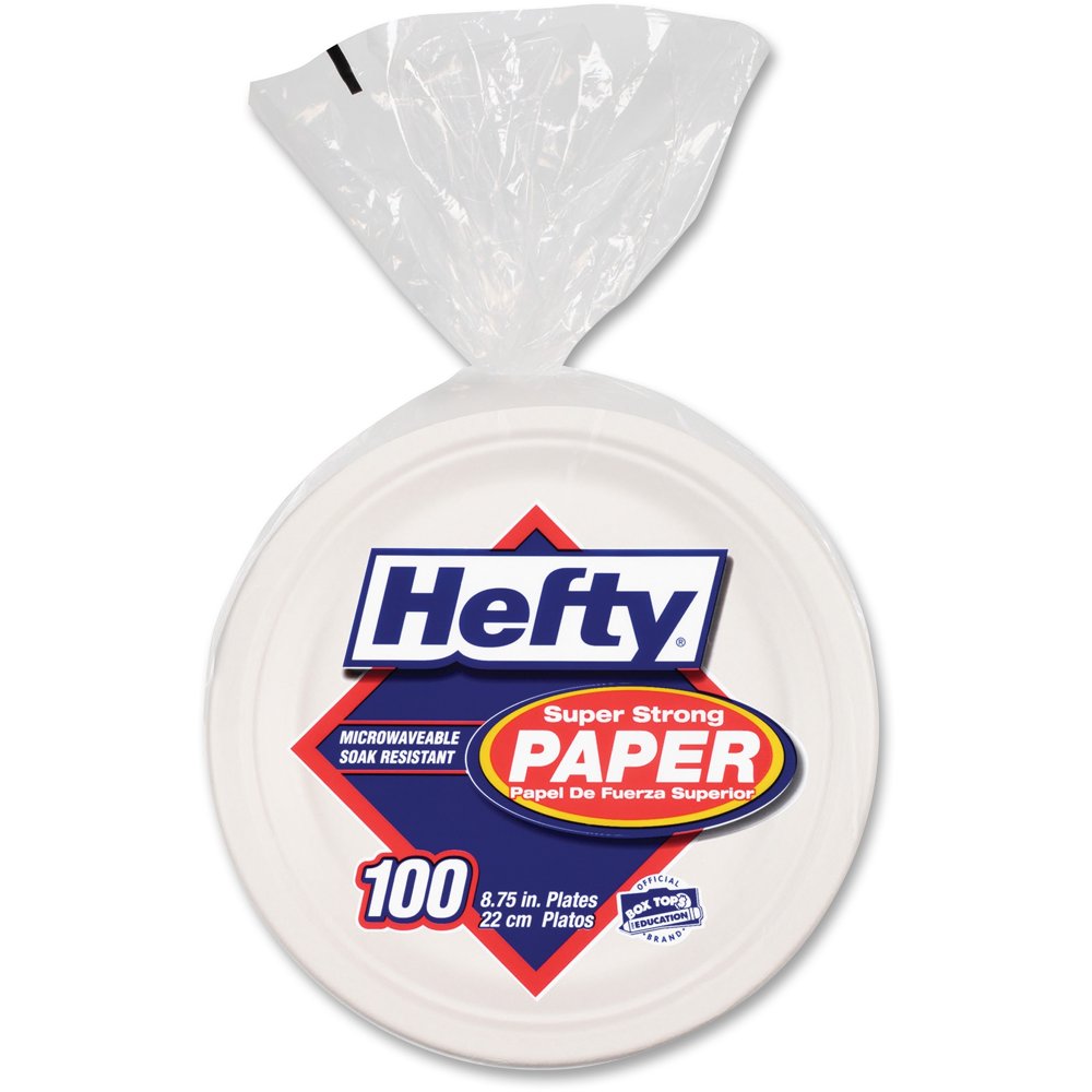 Hefty Super Strong Paper Plates, White, 100 / Pack (Quantity) Walmart
