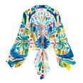 thumbnail image 2 of Jjayotai Women's Boho 70s Tops, Tie Front Bell Long Sleeve Floral Print Sheer Blouse, Soft Cardigan, Chiffon Tops, Lightweight Coverup, 2 of 6