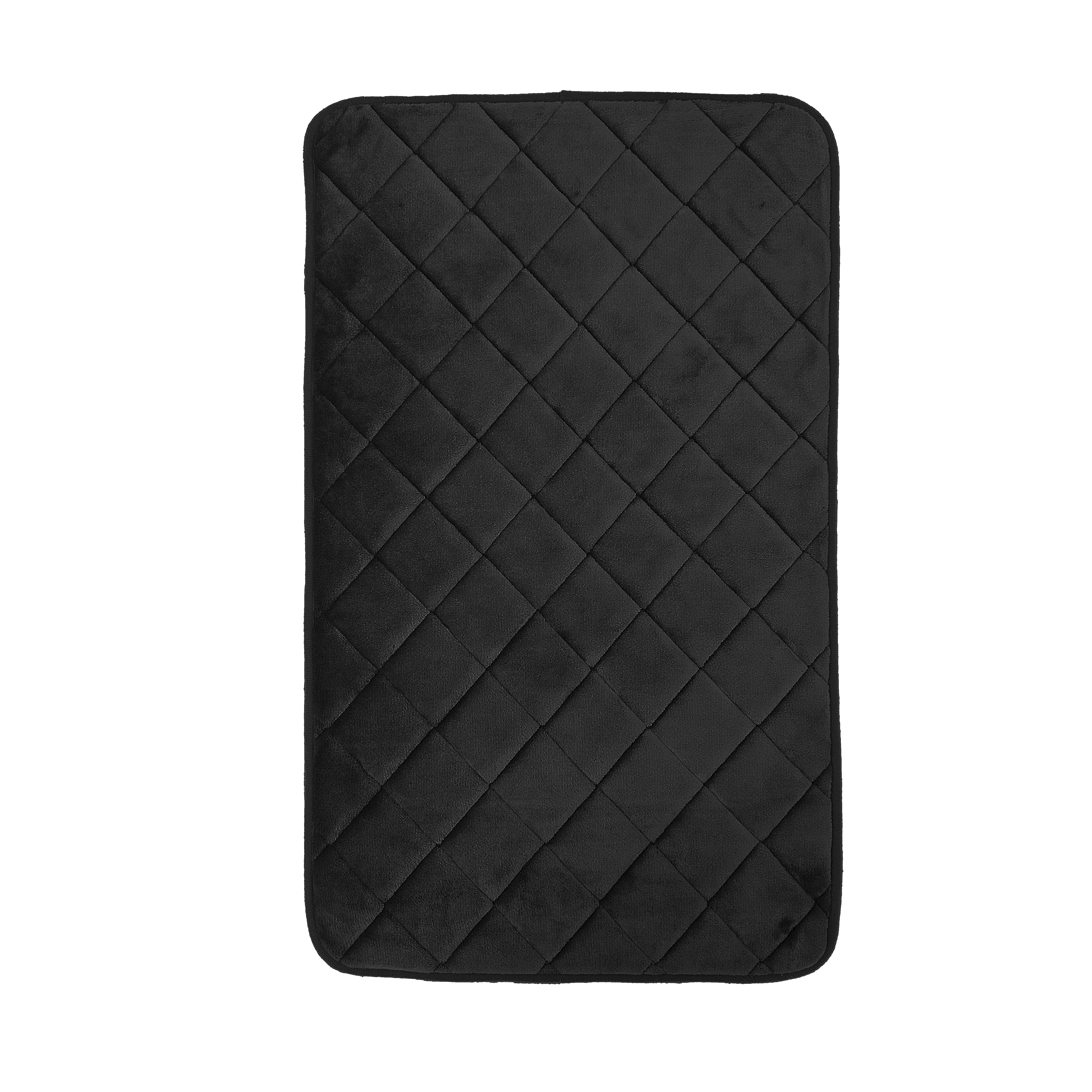 Mainstays 3-Piece Memory Foam Bath Rug Set, Black, Contour 18 in x 18 in, 17 in x 24 in, 18 in x 30 in