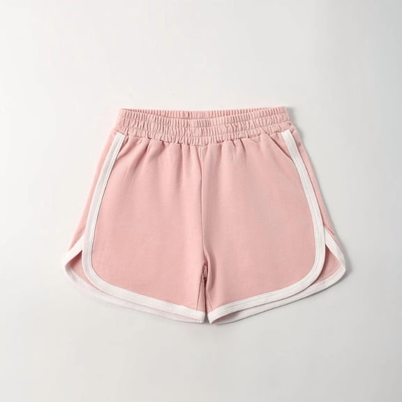 Shorts for Girls Athletic Yoga Short Pants Elastic Waist Athletic Running Shorts for Summer Workout (Light Pink 14-15 Years)
