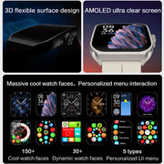 E EYAFA 3D Flexible High-Definition Curved 1.95 inch AMOLED Screen Bluetooth Call Sports Watch for Men and Women-Black