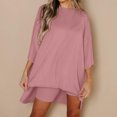 thumbnail image 1 of Camiseta básica para mujer y pantalones cortos cintura elástica de gran tamaño FLhrweasw Nuevo, 1 of 9