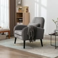 thumbnail image 4 of Accent Chair Mid-Century Modern Chair with Pillow Upholstered Lounge Arm Chair with Solid Wood Frame & Soft Cushion for Living Room,Bedroom,Balcony,Light Gray, 4 of 5
