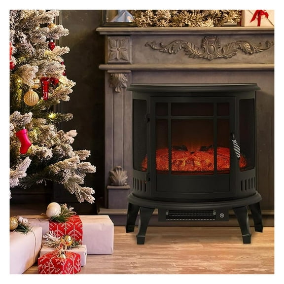 WDZS 22" Freestanding Electric Fireplace Heater, 1400W Stove Heater with Adjustable Brightness Realistic Flames, Overheat Protection Indoor Electric Fire Place (22" x 12" x 25")
