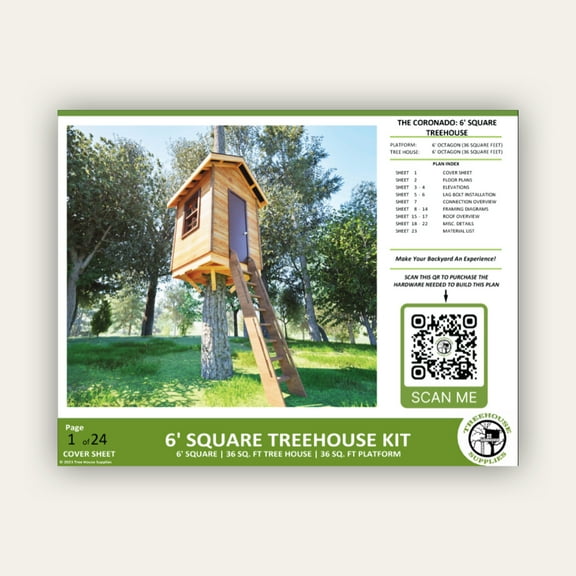 THE CORONADO © : 6' Square Treehouse Plan