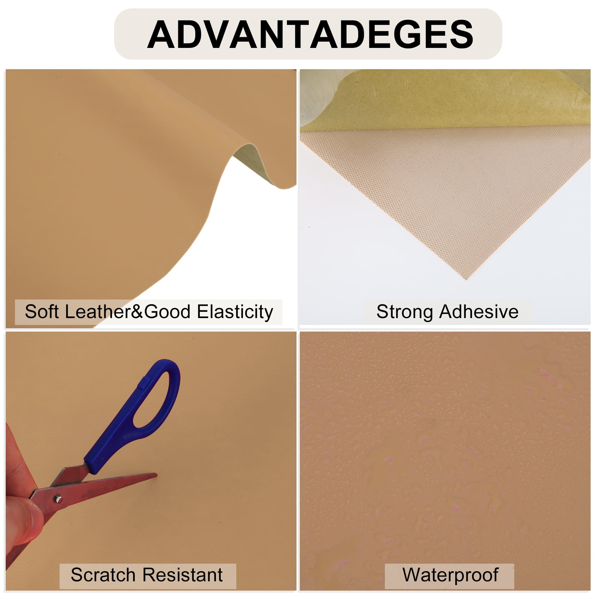 Unique Bargains Leather Repair Patch Tape, Self Adhesive Leather Repair for Furniture Couch Sofa Car Seats Office Chair Khaki 62.99"x15.75"