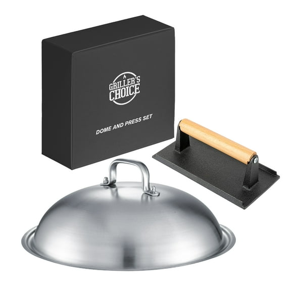 Grillers Choice - Dome and Press Set, Flat Top Grill Accessories. Grill Press and Melting Dome. Griddle Accessories.
