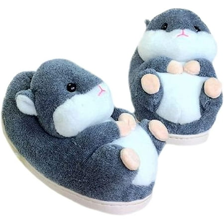 

PIKADINGNIS Winter Men s Women s Elephant Animal Slippers Hippo Slippers Plush Animal Slippers