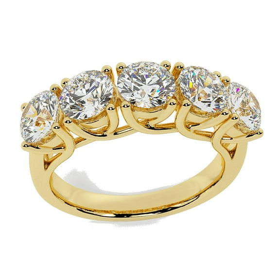 Weding Band Diamond Rings 5 Stone Anniversary Trellis Style 1.10 CT TW 14K Gold (G,VS1)