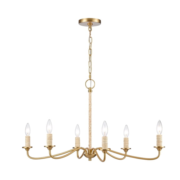 32485/6-Elk Home-Abaca - 6 Light Chandelier-18 Inches Tall and 32 Inches Wide-Brushed Gold Finish