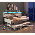 thumbnail image 5 of Tcbosik Twin Size Daybed with Trundle, Sofa Bed with Charging Station and LED Lights, Storage Shelf and Sliding Barn Door, Heavy Duty Metal Slats Support, No Box Spring Needed, Glossy White, 5 of 6