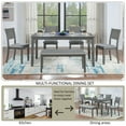 thumbnail image 3 of 6 Piece Kitchen Dining Set, Rectangular Wooden Dining Table with 4 Upholstered Chairs and A Bench, Dining Table Set for 6 People, Living Room, Home Bar and Kitchen, 3 of 12