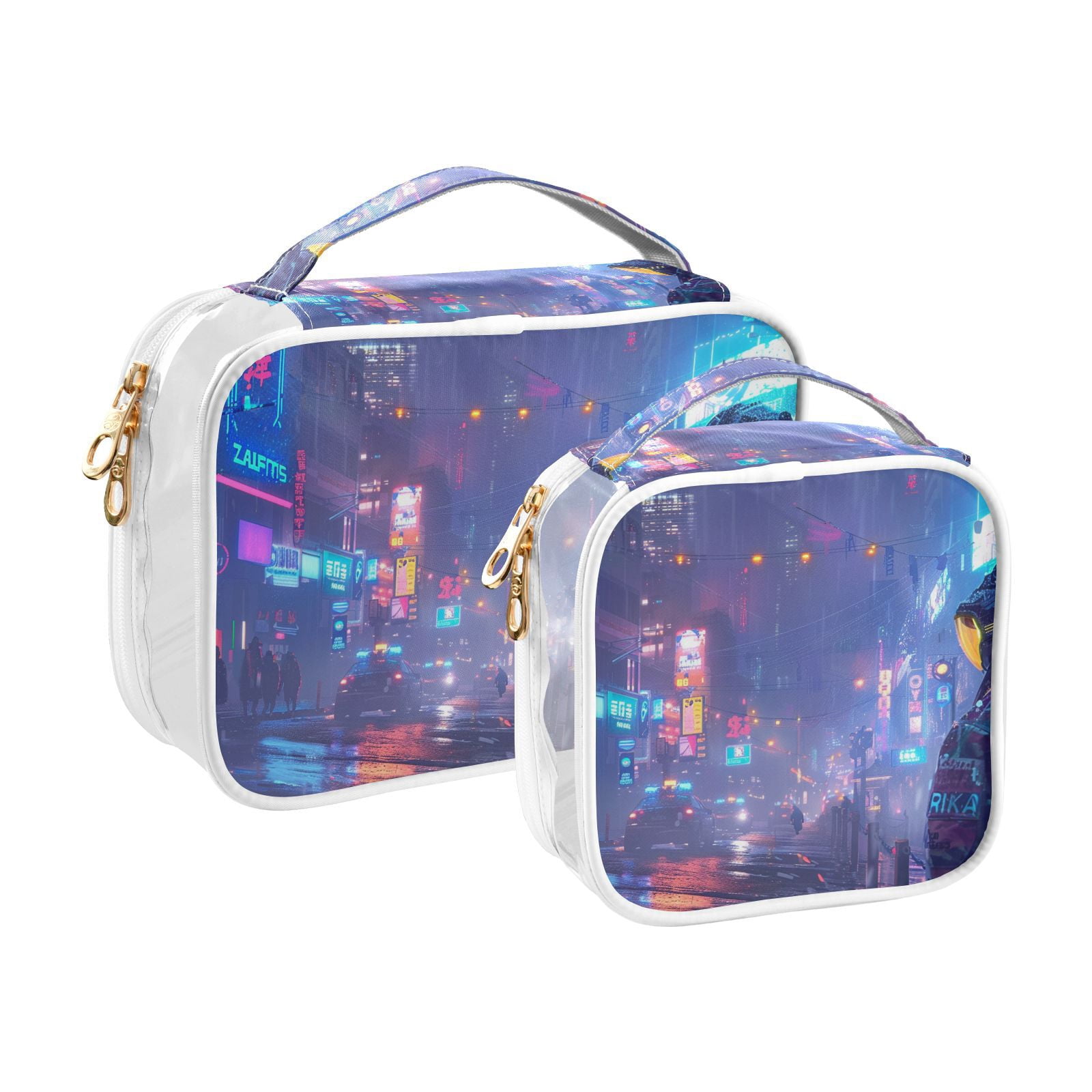 Clear Makeup Bags with Handle Large Opening 2 Pack Set Toiletry Bag Quart Size Bag, for Women Man Traveling Travel Essentials, Toiletries and Other. Game Graphic Capture