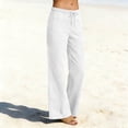thumbnail image 3 of HAiming Women Wide Leg Pants Summer Vacation Palazzo Trousers Loose Casual Drawstring Elastic Waist Pants with Pockets, 3 of 7