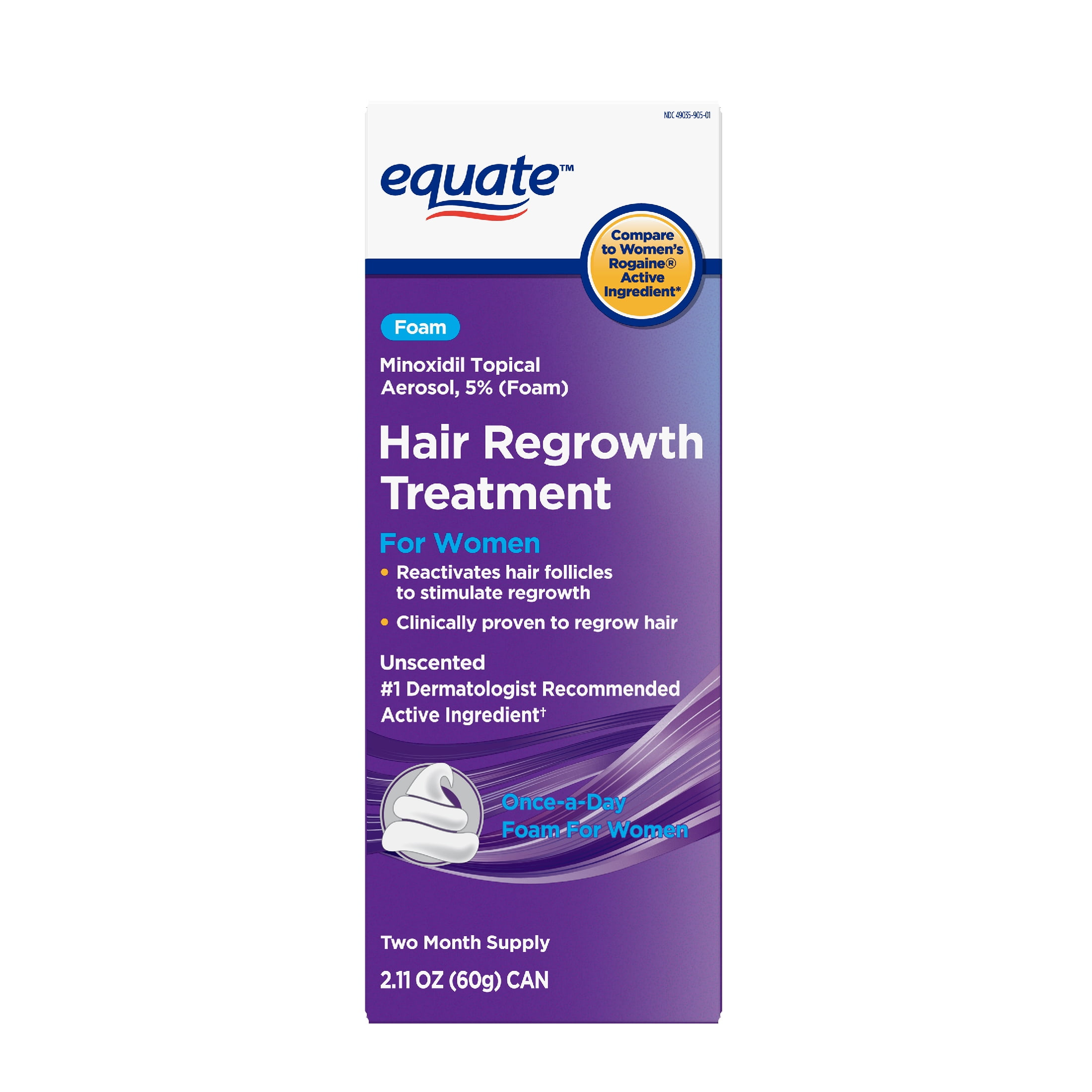 Equate Minoxidil Topical Aerosol, 5% Hair Loss & Regrowth Treatment for  Women,  oz 