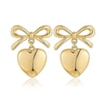 thumbnail image 4 of Gold Heart Dangle Earrings For Women, Ribbon Bow Dangle Earrings, Gift for Valentine's Day Anniversary Birthday, 4 of 5
