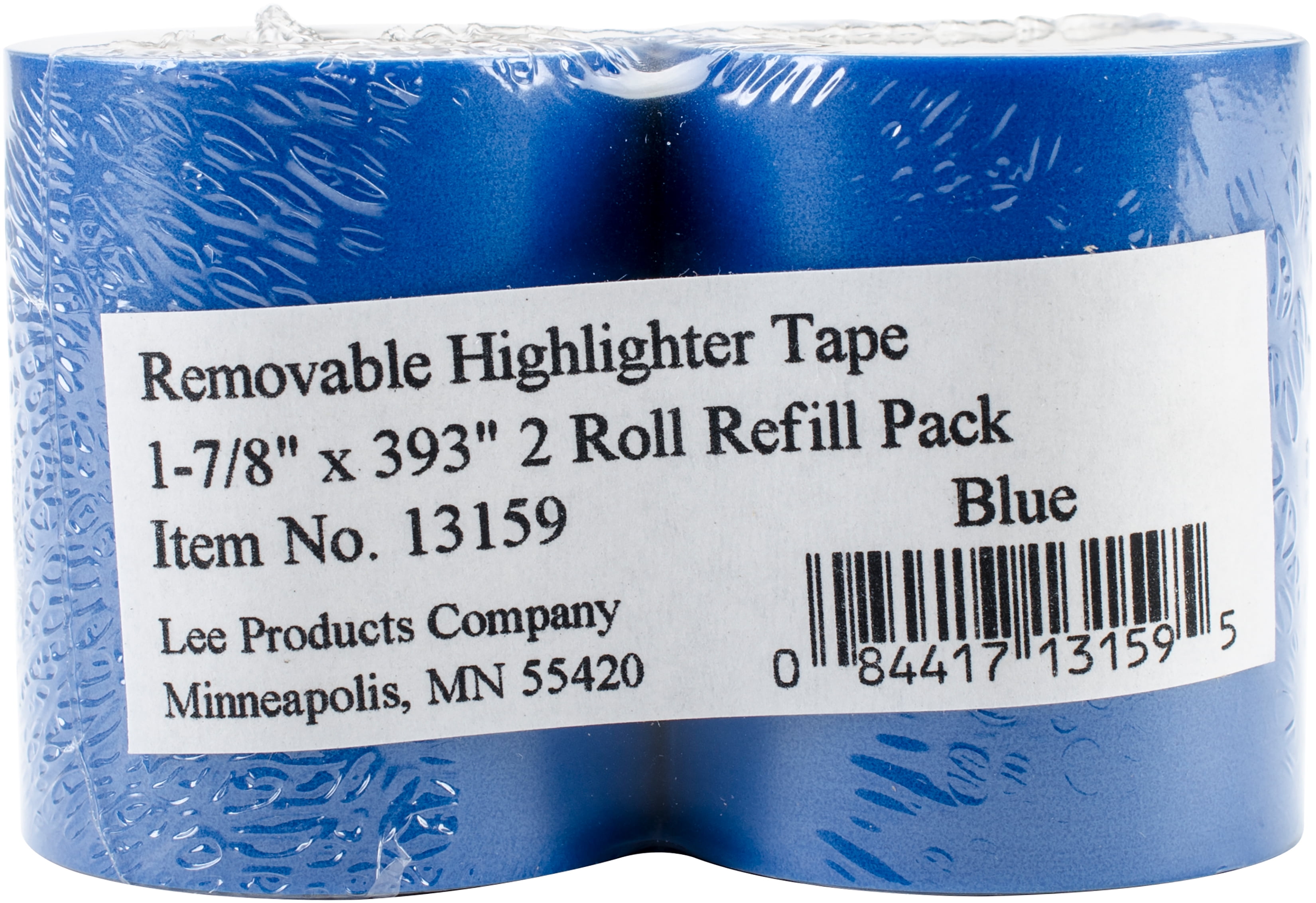 Lee Products Removable Highlighter Tape 17/8"X393" 2/PkgBlue