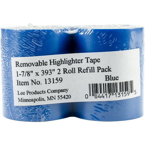 Lee Products Removable Highlighter Tape 17/8"X393" 2/PkgBlue
