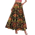 thumbnail image 4 of AUNVITO Women's Bohemian Vintage Skirt High Waist Elastic Waist with Pockets Ruffle Hem A-Line Long Skirt Casual and Chic Bohemian Style, 4 of 9