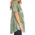 thumbnail image 4 of Sakkas Petra Women's Casual Loose Flared Corset Short Sleeve Lace Blouse Top Tunic - 2207-LtGreen - Plus Size, 4 of 5