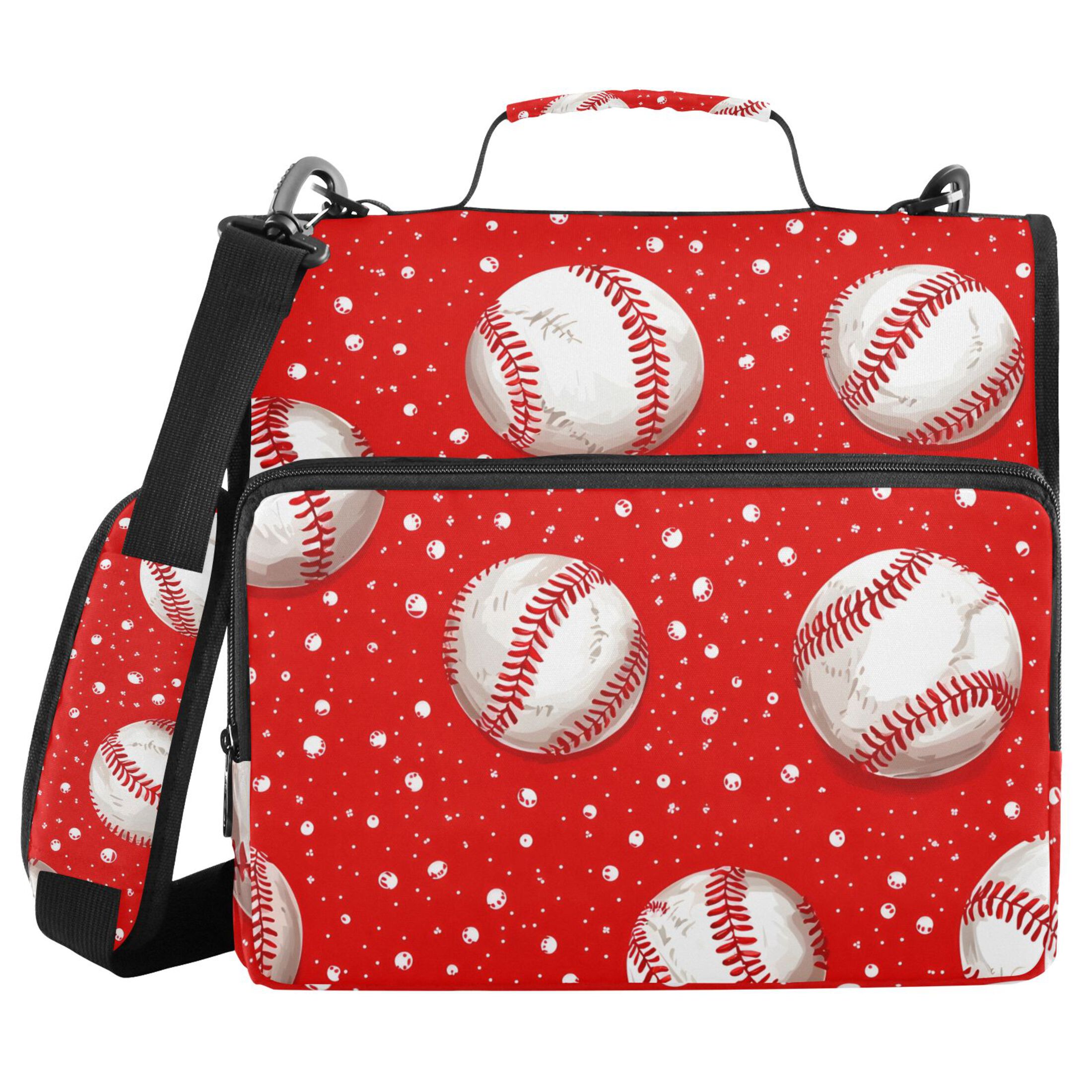 ALAZA Zipper Binder Baseball on Red 3 Ring Trapper Keeper File Folder Organizer Bag
