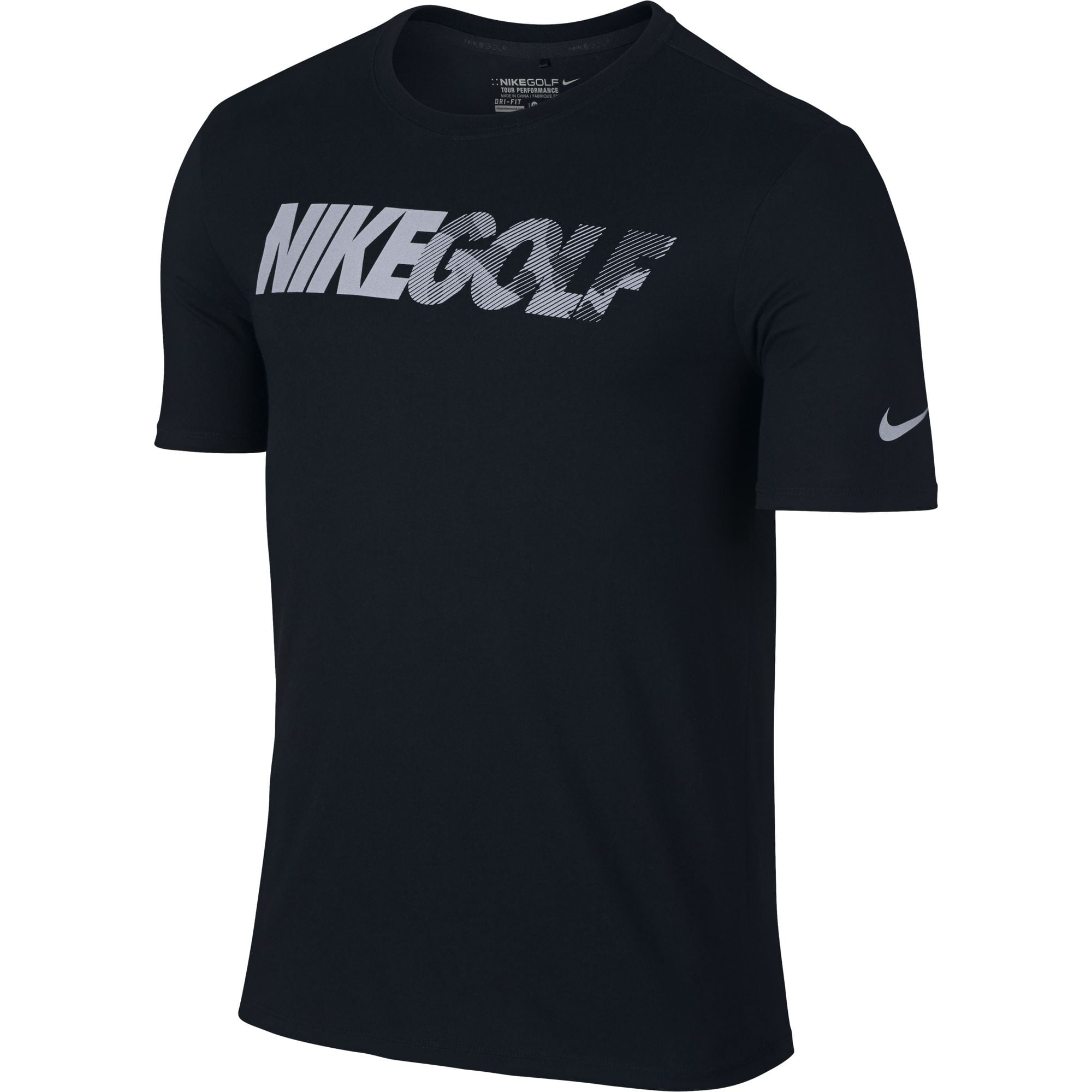NEW Nike Golf  Graphic Tee  Black Reflective Silver Large 