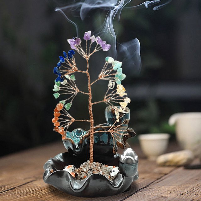 7 Yoga meditación reflujo incienso chakra árbol dinero árbol ceniza Catcher decoración del hogar