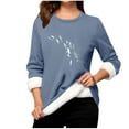 thumbnail image 2 of Guieoi Tops for Women Plus Size Womens Winter Printed Round Neck Long Sleeve Lamb Wool Warm Base Blue Black*Friday/Cyber*Monday Clearance, 2 of 3