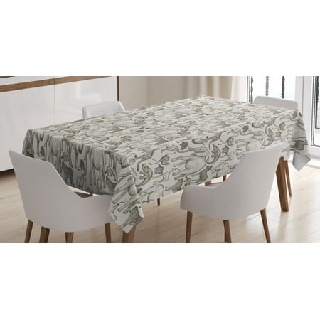 

Safari Tablecloth African Savannah Mammals Kangaroo Camel Rhinoceros Antelope Zoo Crocodile Theme Rectangular Table Cover for Dining Room Kitchen 52 X 70 Inches Coconut Grey by Ambesonne