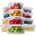 thumbnail image 1 of Recipientes de vidrio para almacenamiento de alimentos HOMBERKING, 24 piezas con tapas, color rosa, 1 of 7