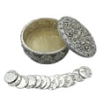 thumbnail image 2 of Joice Gift Silver Metal Round Rhinestone Wedding Arras Box Set with Coins, 2 of 2