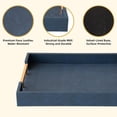 thumbnail image 3 of MODE HOME Blue Shagreen Decorative Trays with Gold Handles, Set of 2 Modern Rectangle Faux Leather Serving Trays for Coffee Table, Ottoman & Vanity, 3 of 8