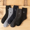 thumbnail image 2 of 5 Pairs Mens Socks Pure Color Breathable Thick Cotton Crew Socks Athletic Socks, 2 of 4