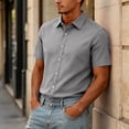 thumbnail image 6 of Men's Stretch Wrinkle-Free Soft Slim Fit Dress Shirts Short Sleeve Formal Wedding Business Casual Button Down Shirt,3XL, 6 of 6