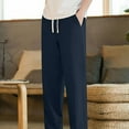 thumbnail image 4 of Handshe Men's Casual Pants with Drawstring Pockets and Elastic Waistband for Comfortable Outdoor Wear, 4 of 5