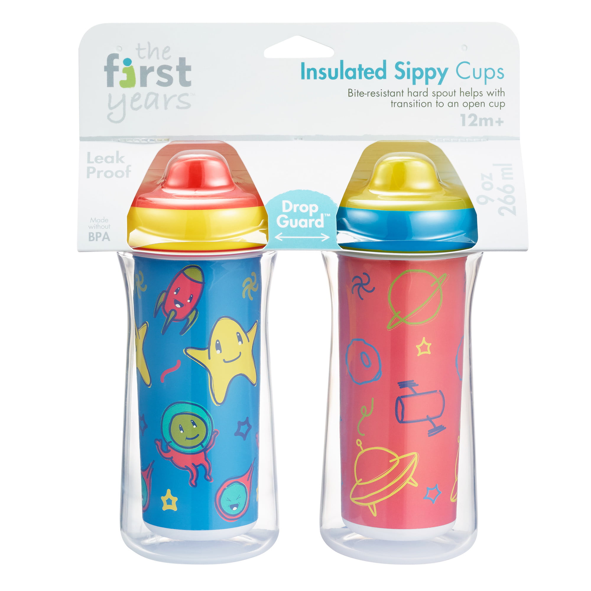 The First Years Insulated Straw Cup for Toddlers 2pk – Wild and Free &  Marbled – Dark Blue, 9 ounces