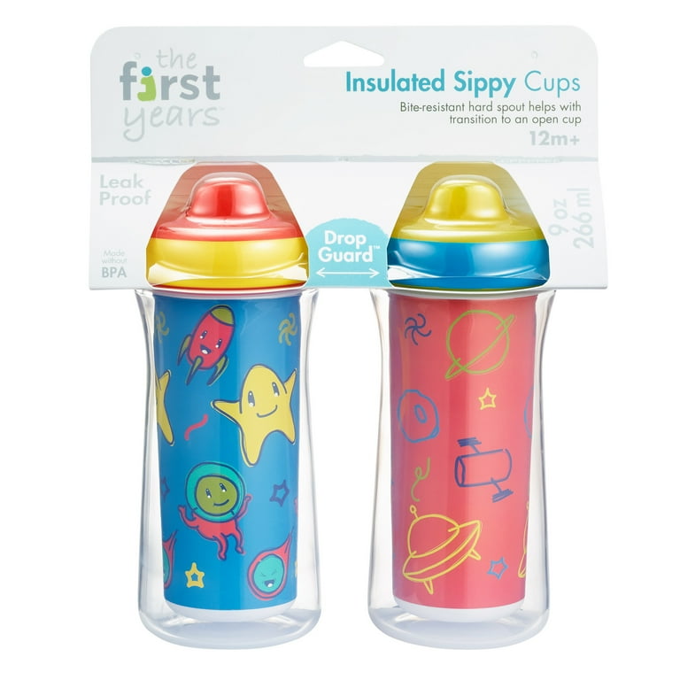 The First Years Insulated Sippy Cups 9 Oz - 2 Pack Blue/Red 