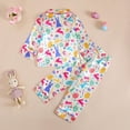 thumbnail image 6 of Wonitaaizi Halloween Pajamas Boy Girl Silk Pajamas Floral Pumpkin Ghost Long Sleeve Button Up Top Pants Pjs Sleepwear(12-18 Months,White), 6 of 6
