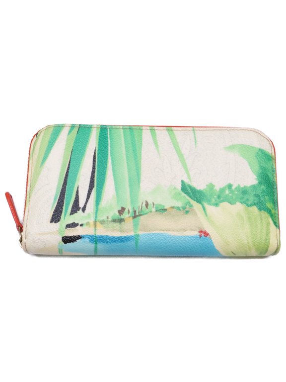 Pre-Owned ETRO Tropical Design Round Zip Long Wallet (with coin purse) Multicolor Women's
