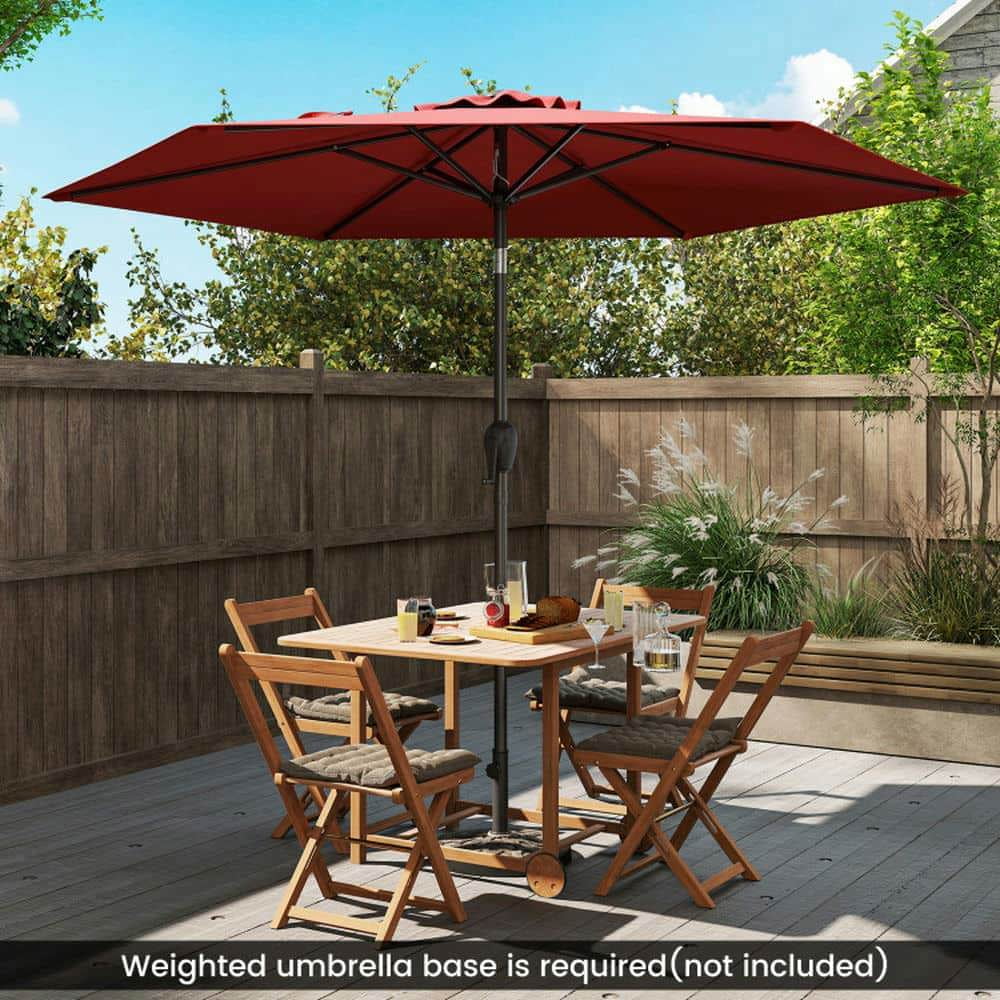 Yardi Yarda 7.5 Feet Outdoor Patio Heavy Duty Market Umbrella with Push Button Tilt, Outdoor Shade, Red