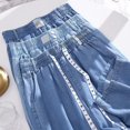 thumbnail image 3 of Pantalones casuales para mujer, jeans Tencel, diseño fino para mujer, cintura alta, sensación de caída, pantalones casuales de pierna ancha de seda de hielo de primavera y otoño, personalidad, 3 of 5