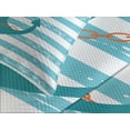 thumbnail image 4 of Ambesonne Teal Quilted Bedspread Set 3 Pcs, Ship Anchor Marine Life, King Size, Turquoise White and Teal, 4 of 5