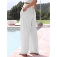 thumbnail image 2 of CROII Women's Trousers Cotton Linen Palazzo Pants Flowy Wide Leg Beach Trousers, 2 of 4