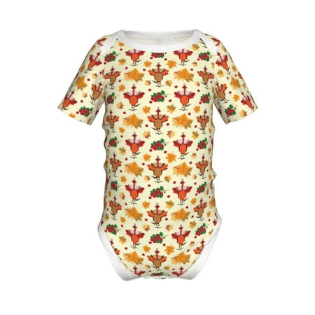 

Adobk Thanksgiving Turkeys Print Baby Climbing Clothes Jumpsuit Rompers Classic Rompers Child Short sleeve Bodysuits-2 Years