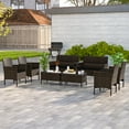 thumbnail image 1 of Costway 8 PCS Patio Furniture Set with Washable Cushions and Tempered Glass Coffee Table Black, 1 of 10