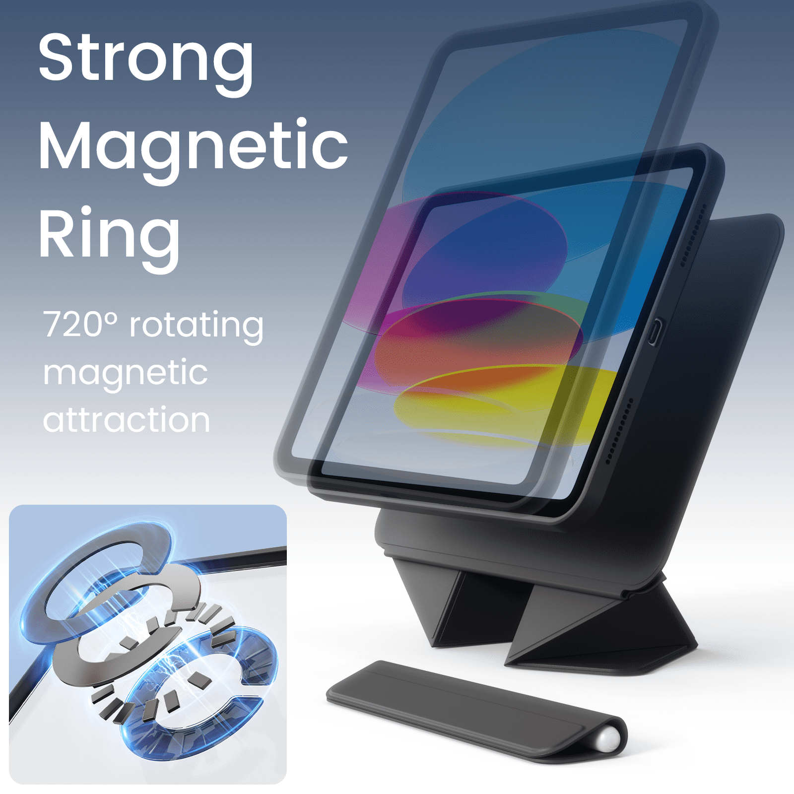 KVTVOU Case for iPad (A16) 11th Generation 11 Inch 2025, iPad 10th Generation 10.9 inch 2022 with Pencil Holder, Auto Wake-Sleep,Clear Acrylic Back Shell, Magnetic attraction increases,Black