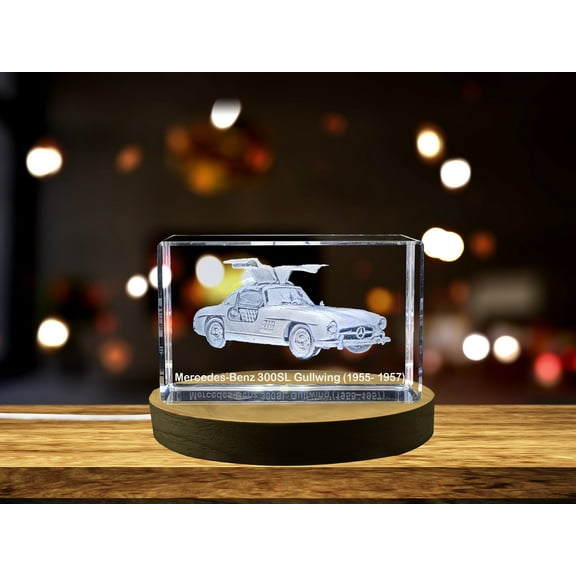 Mercedes-Benz 300SL "Gullwing" Supercar Collectible Crystal Sculpture | Iconic 1955-1957 Model