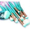 thumbnail image 4 of Juego de 11 brochas de maquillaje con mango de cola de pez de colores, ideal para base, cejas, delineador, rubor, corrector, para mujeres y niñas., 4 of 5